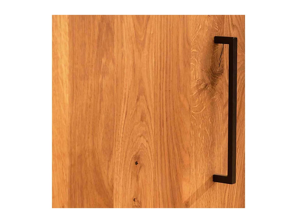 Sidebord Wildeiche massiv mit Vierfußgestell aus Metall 80 cm hoch