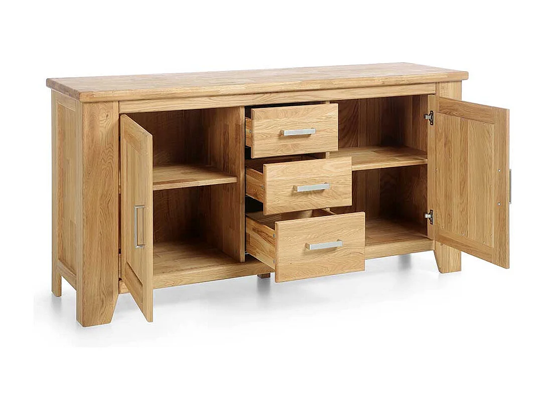 Vollholzkommode Wildeiche geölt drei Schubladen zwei Türen