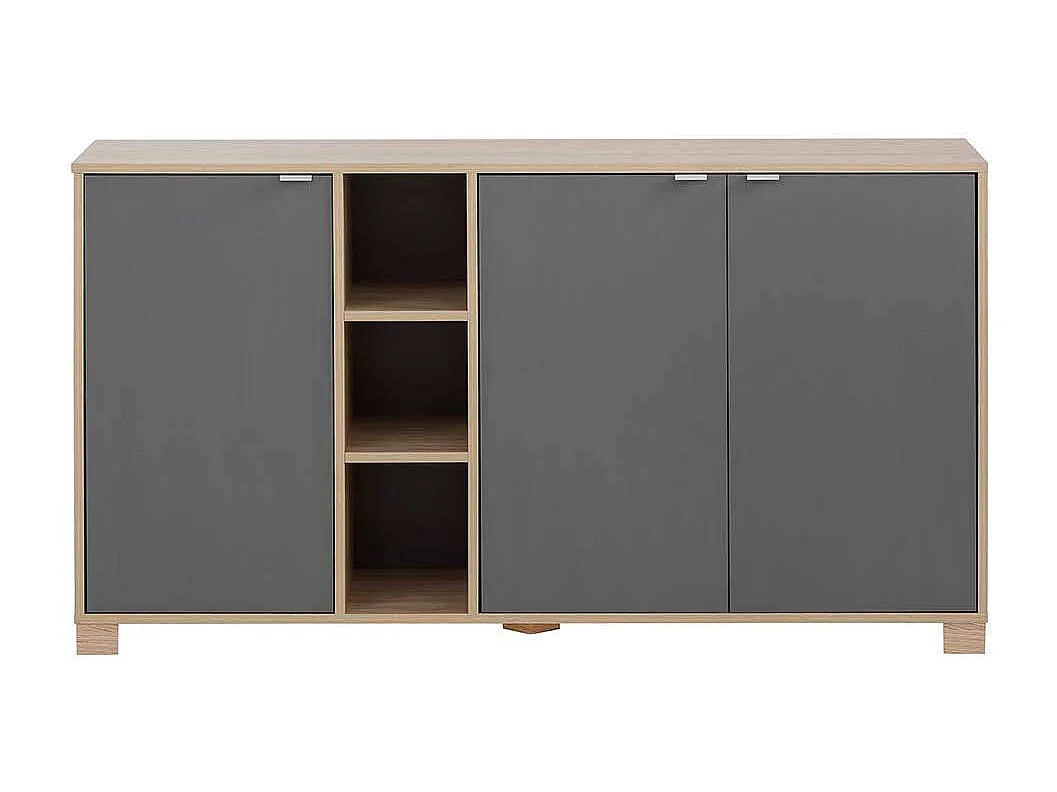 Esszimmersideboard in Eiche hell Holzoptik Dunkelgrau