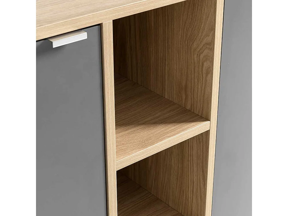 Esszimmersideboard in Eiche hell Holzoptik Dunkelgrau