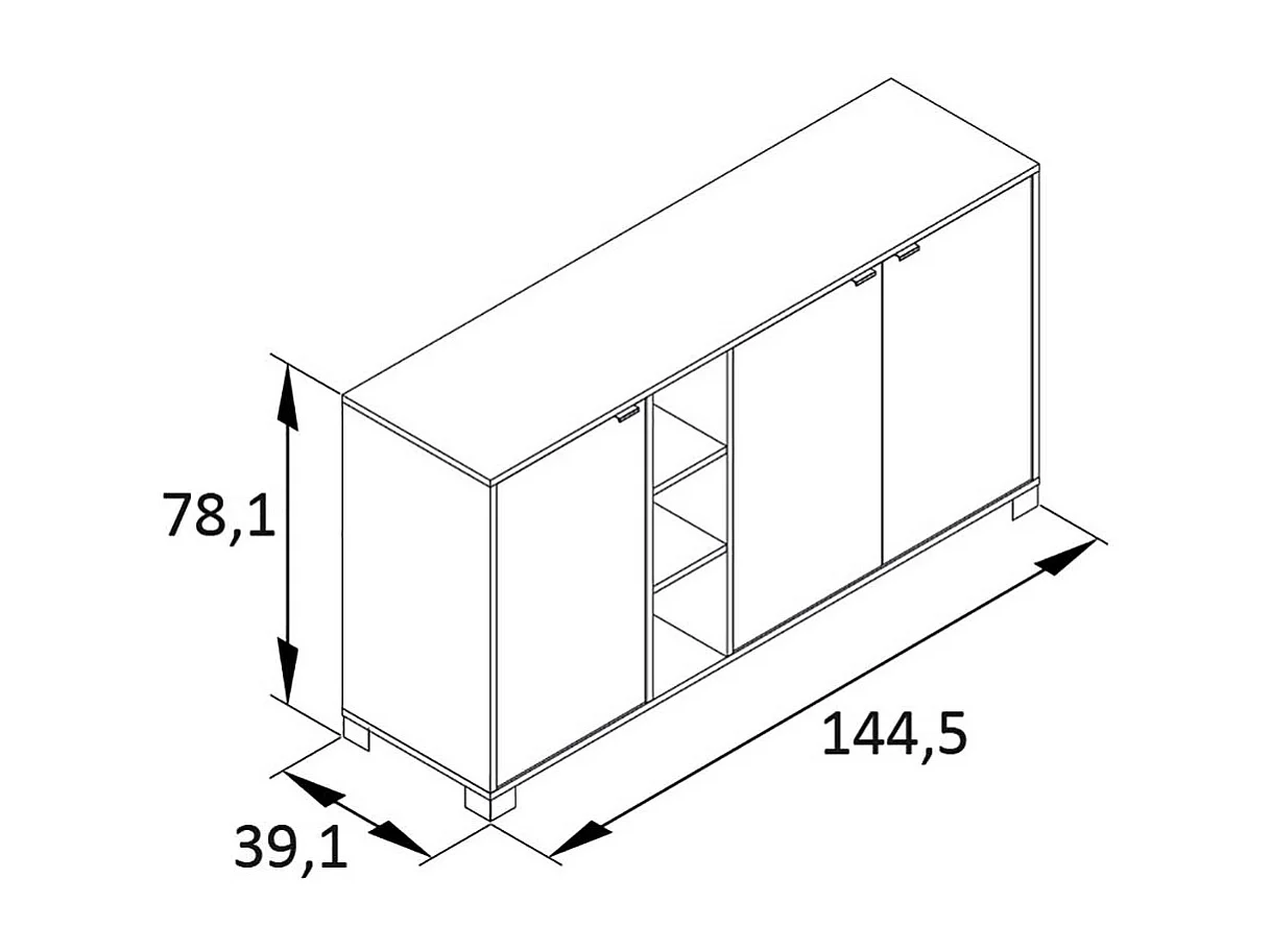 Esszimmersideboard in Eiche hell Holzoptik Dunkelgrau