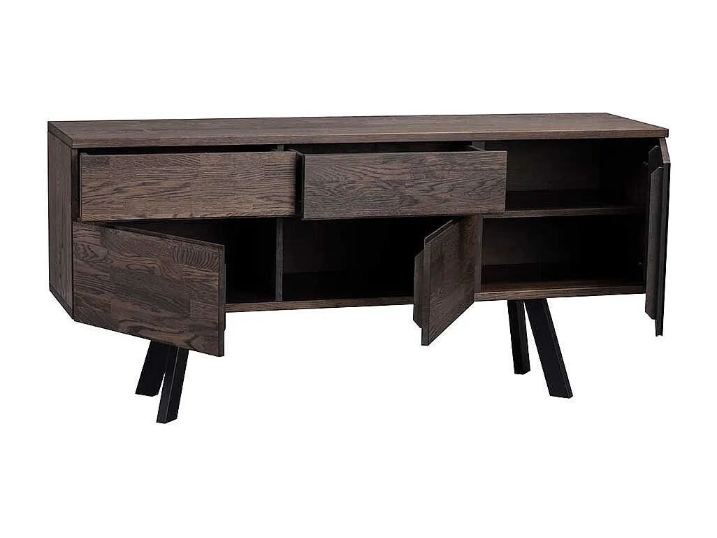 Wohnzimmer Sideboard in Rauchfarben lackiert Eiche Massivholz