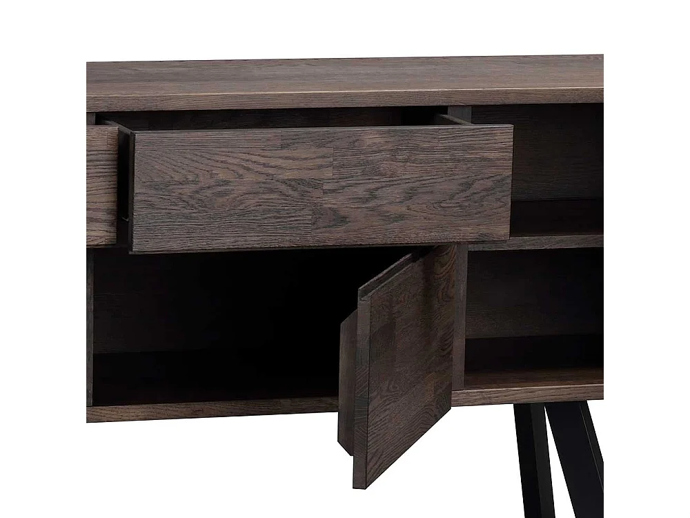 Wohnzimmer Sideboard in Rauchfarben lackiert Eiche Massivholz