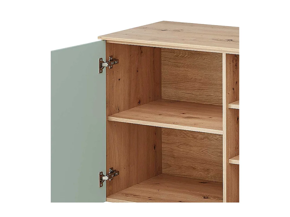 XL Wohnzimmerkommode in Graugrün und Wildeiche NB 240 cm breit