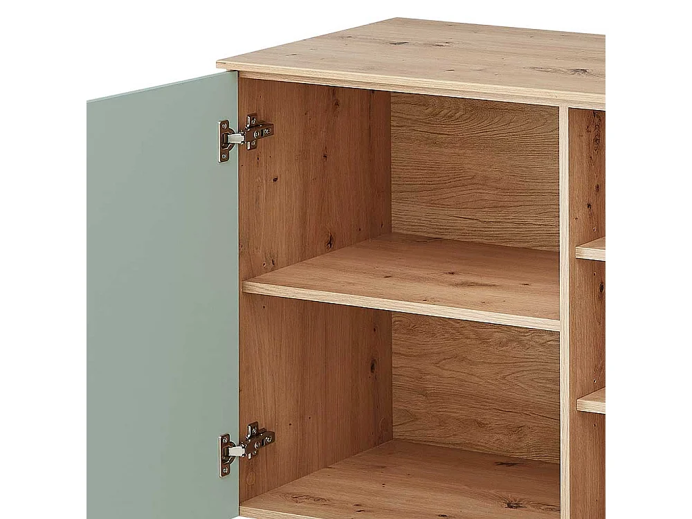 XL Wohnzimmerkommode in Graugrün und Wildeiche NB 240 cm breit