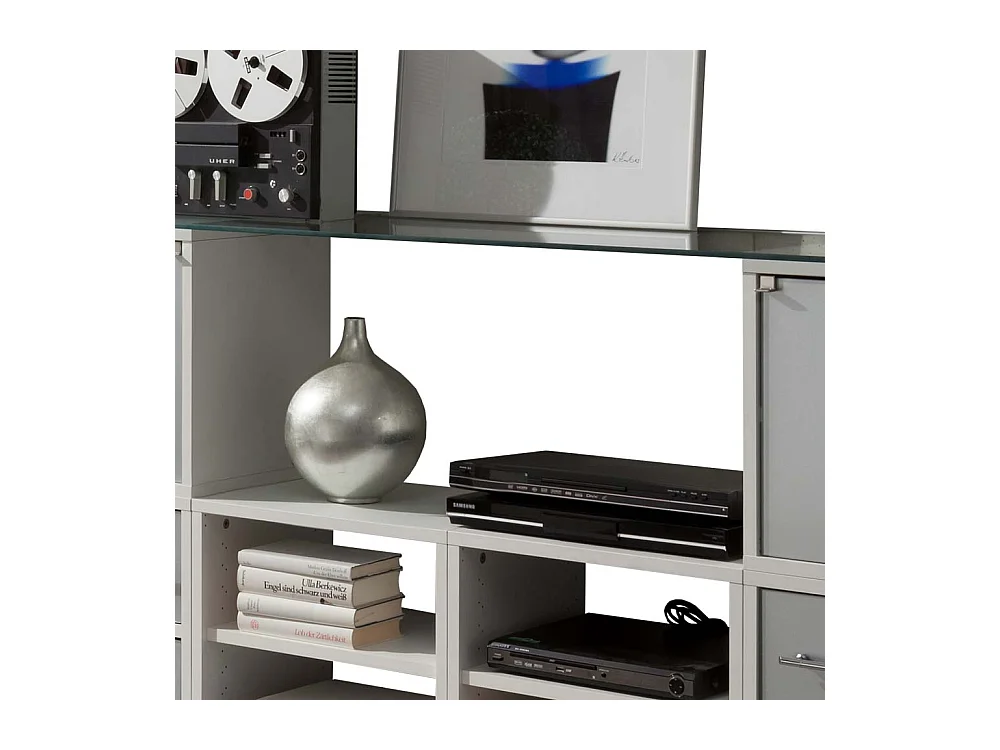 Sideboard für Büro Weiß Grauglas