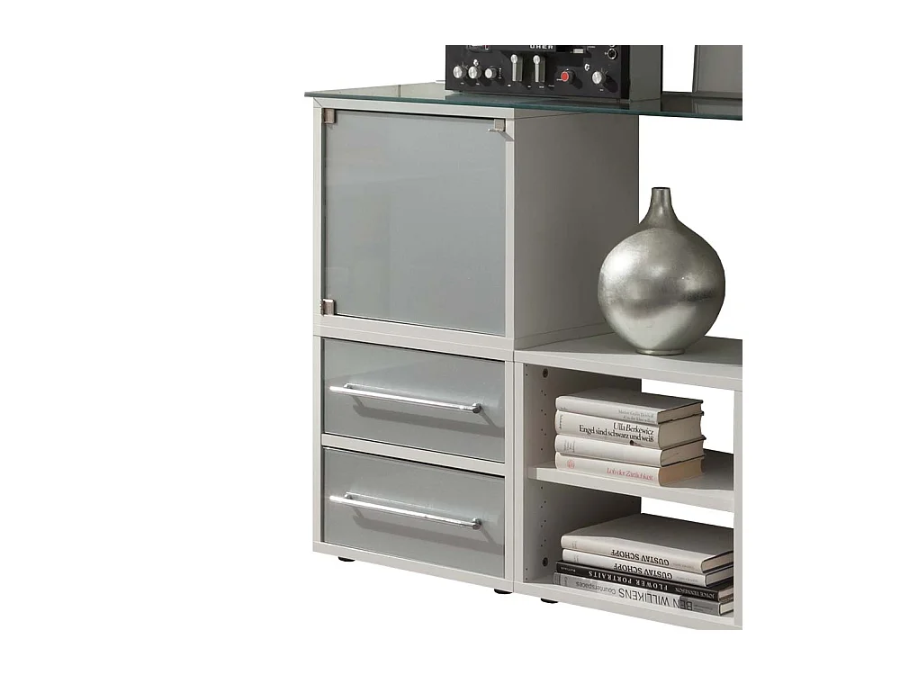 Sideboard für Büro Weiß Grauglas