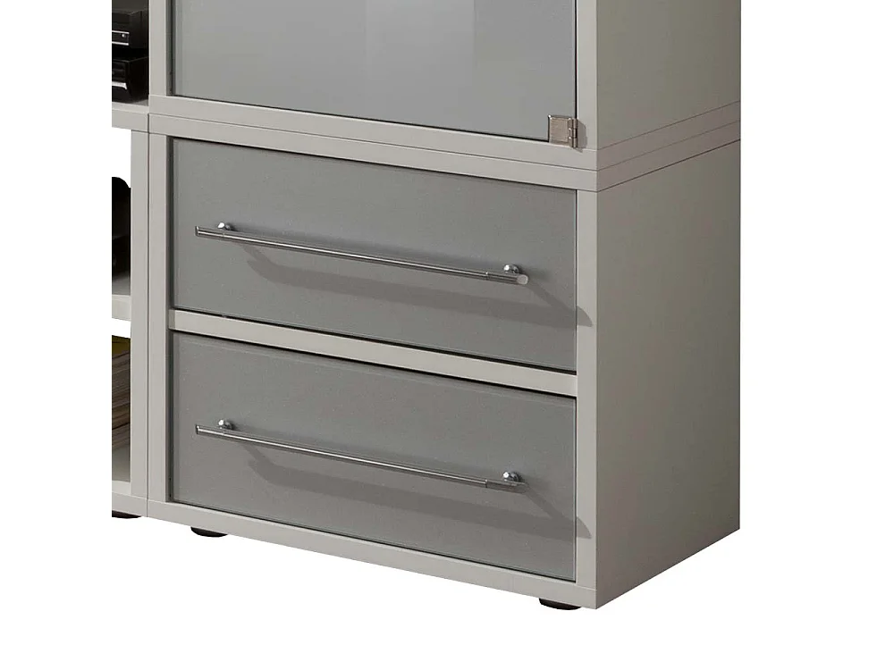 Sideboard für Büro Weiß Grauglas