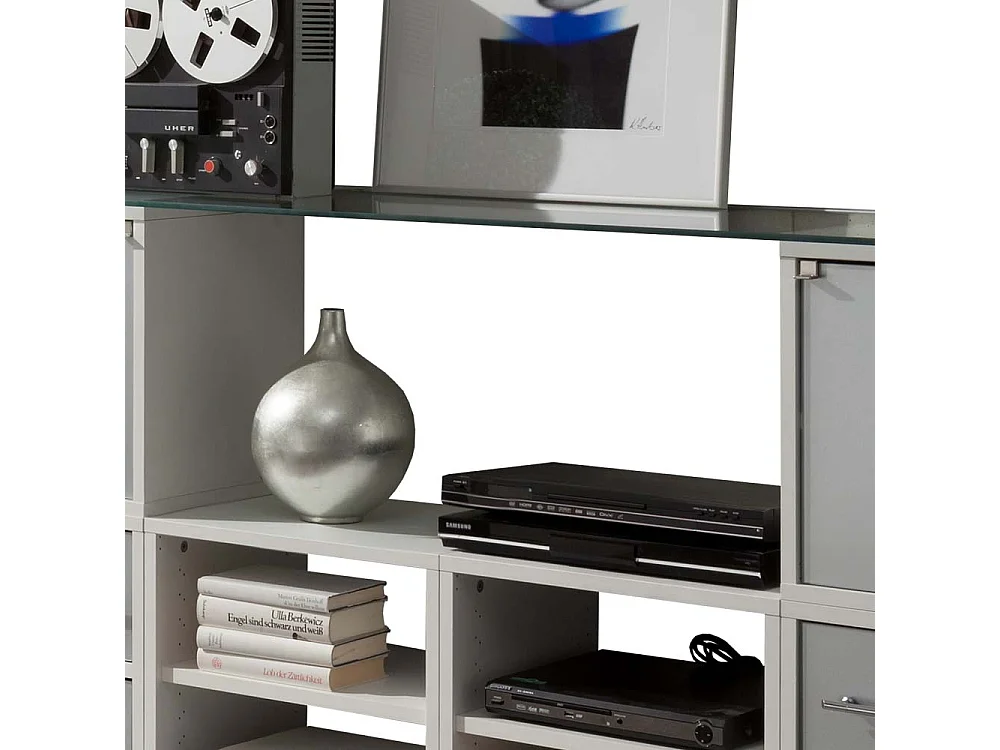 Sideboard für Büro Weiß Grauglas