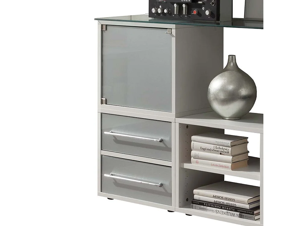 Sideboard für Büro Weiß Grauglas