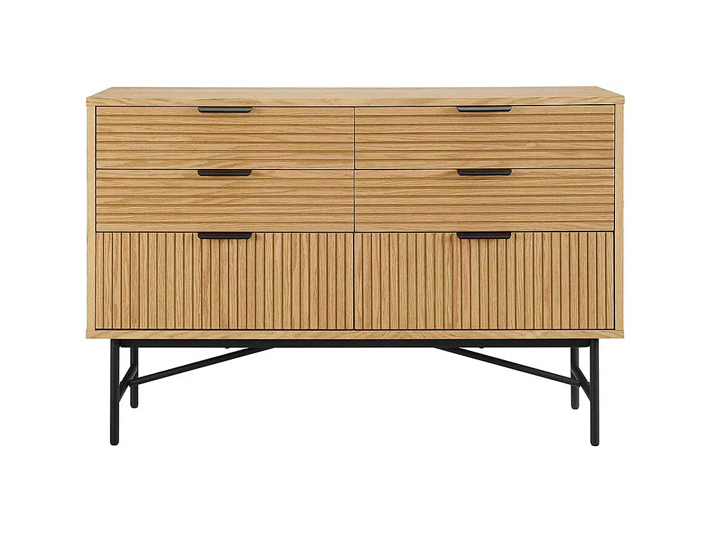 Sideboard mit Schubladen im Skandi Design Eichefarben und Schwarz