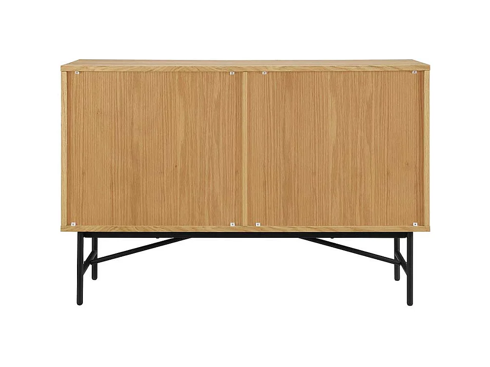 Sideboard mit Schubladen im Skandi Design Eichefarben und Schwarz