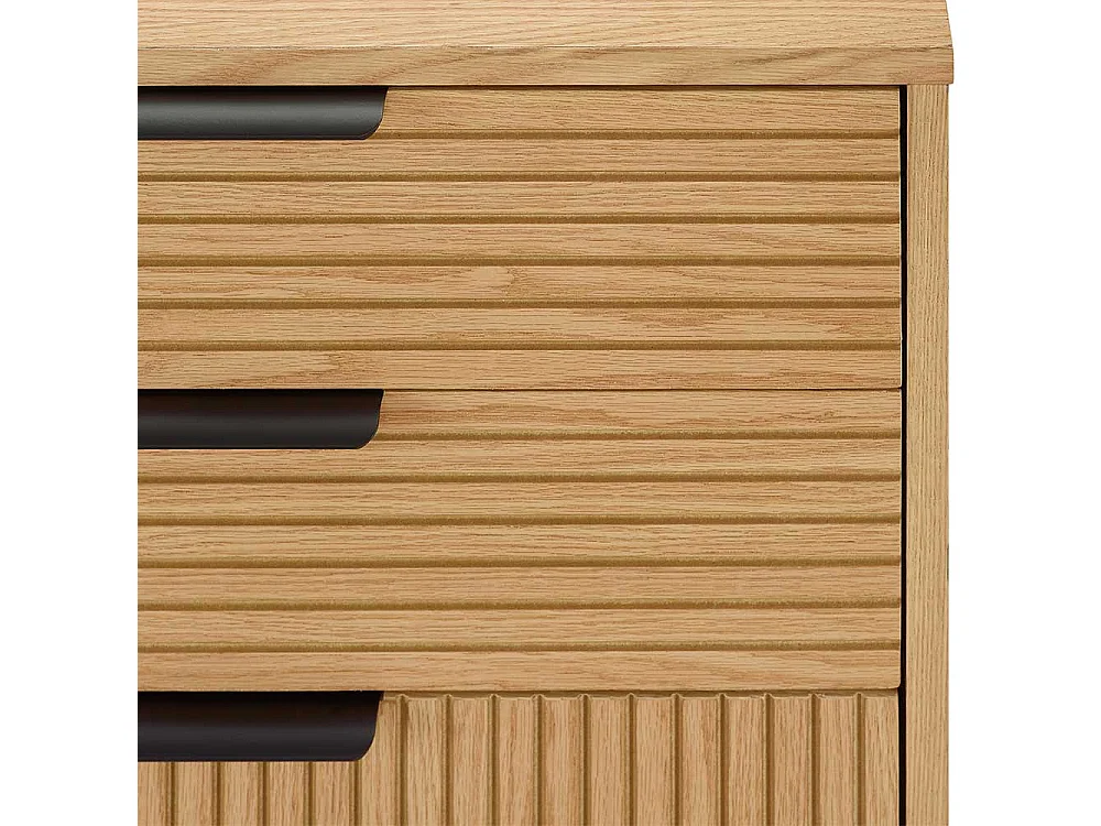 Sideboard mit Schubladen im Skandi Design Eichefarben und Schwarz