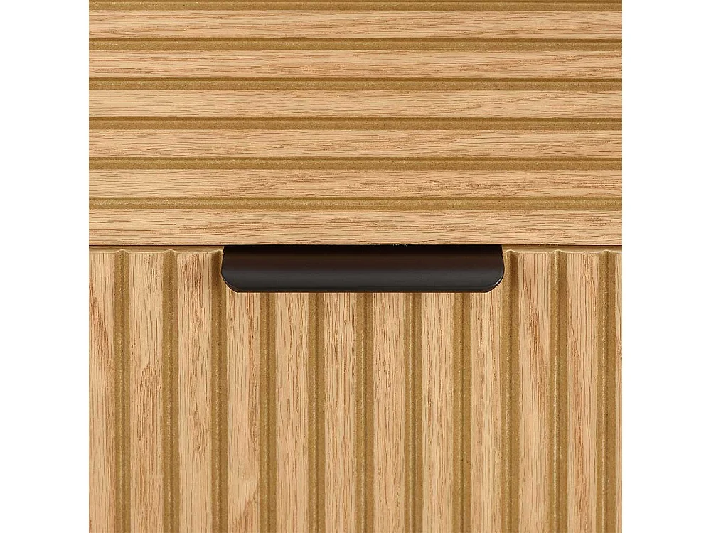 Sideboard mit Schubladen im Skandi Design Eichefarben und Schwarz