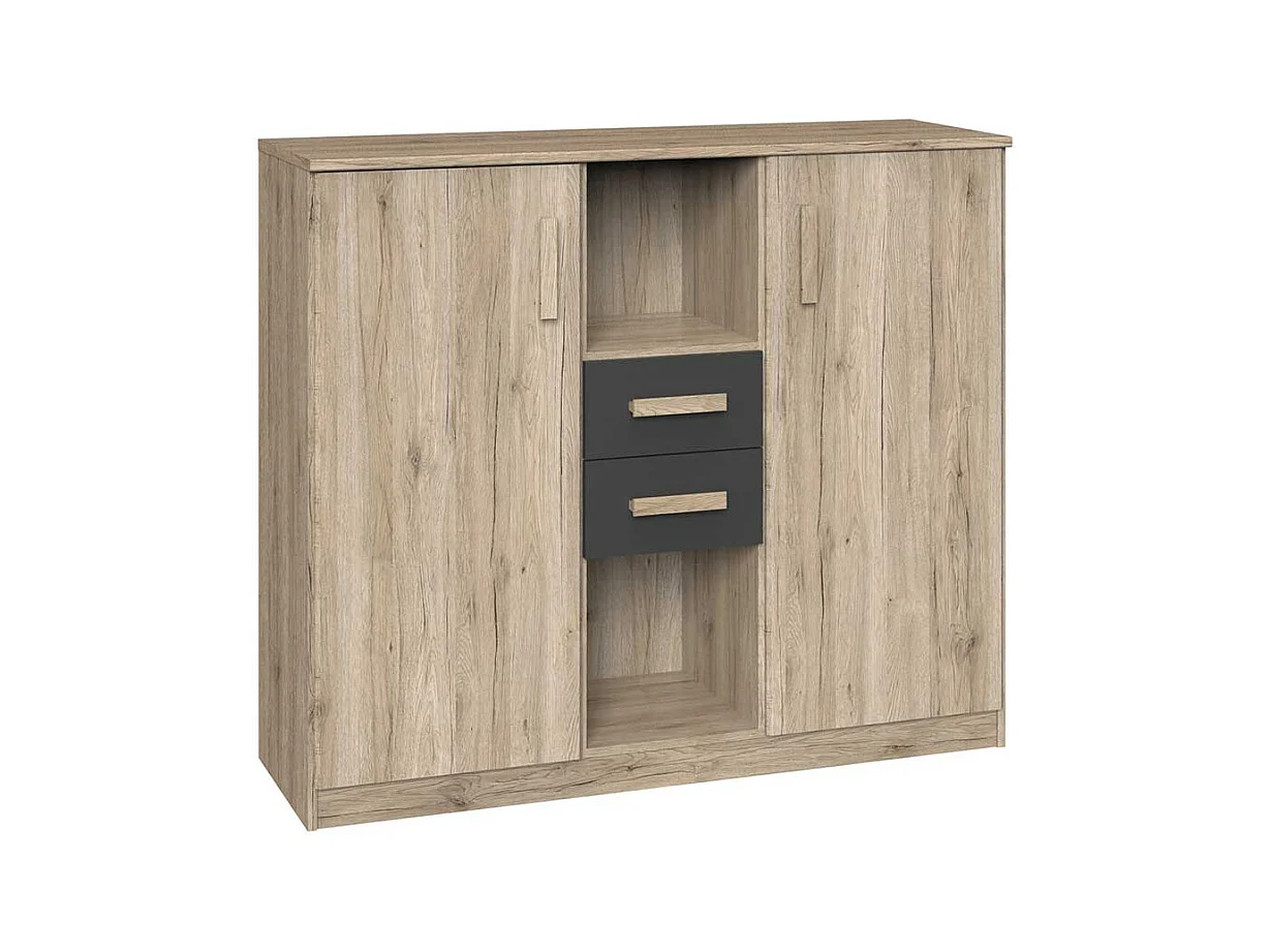 Sideboard mit offenen F�chern in Eiche San Remo Dunkelgrau