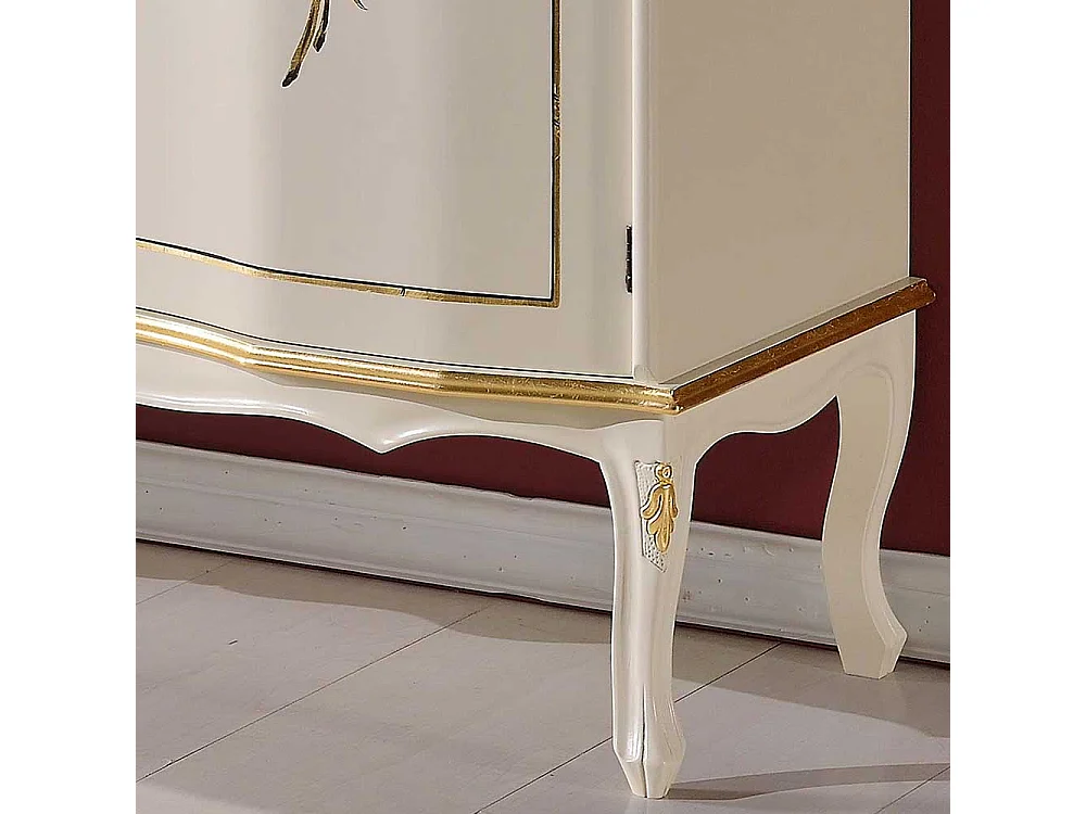 Sideboard in Weiß und Goldfarben 90 cm hoch