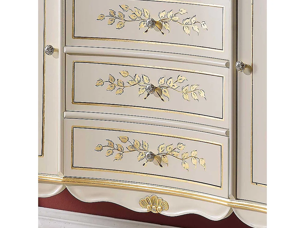 Sideboard in Weiß und Goldfarben 90 cm hoch