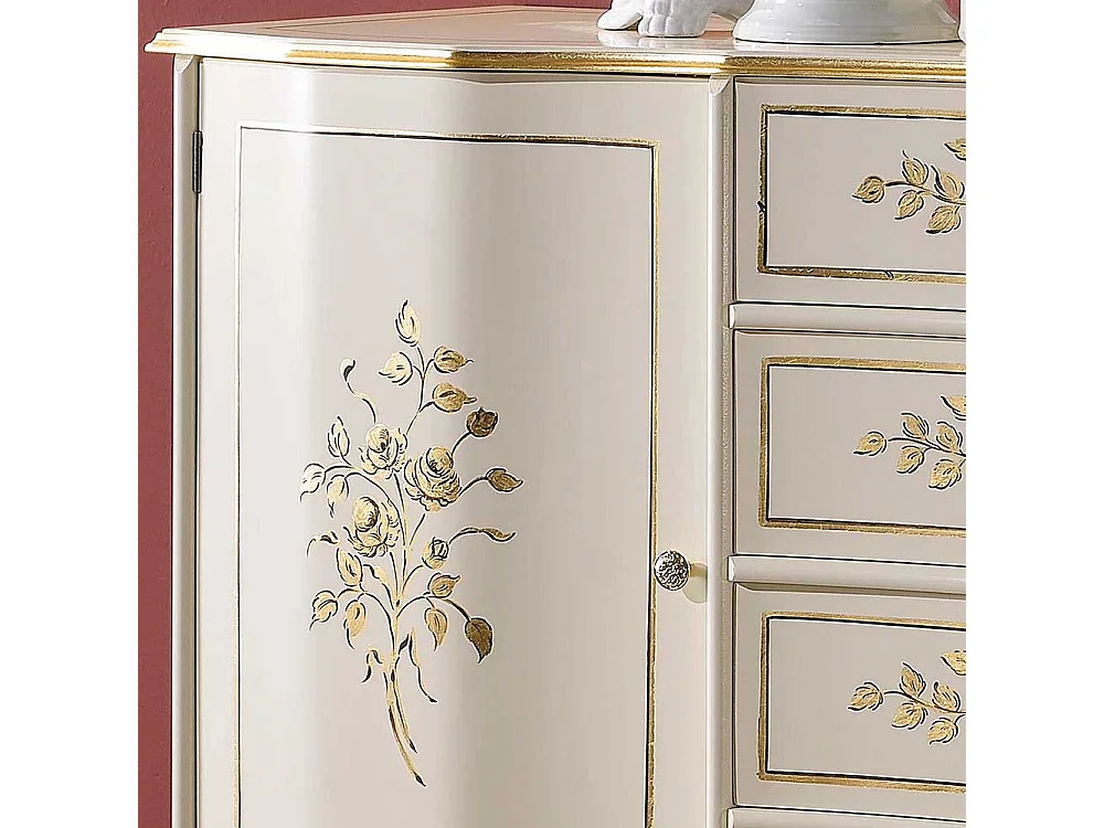Sideboard in Weiß und Goldfarben 90 cm hoch