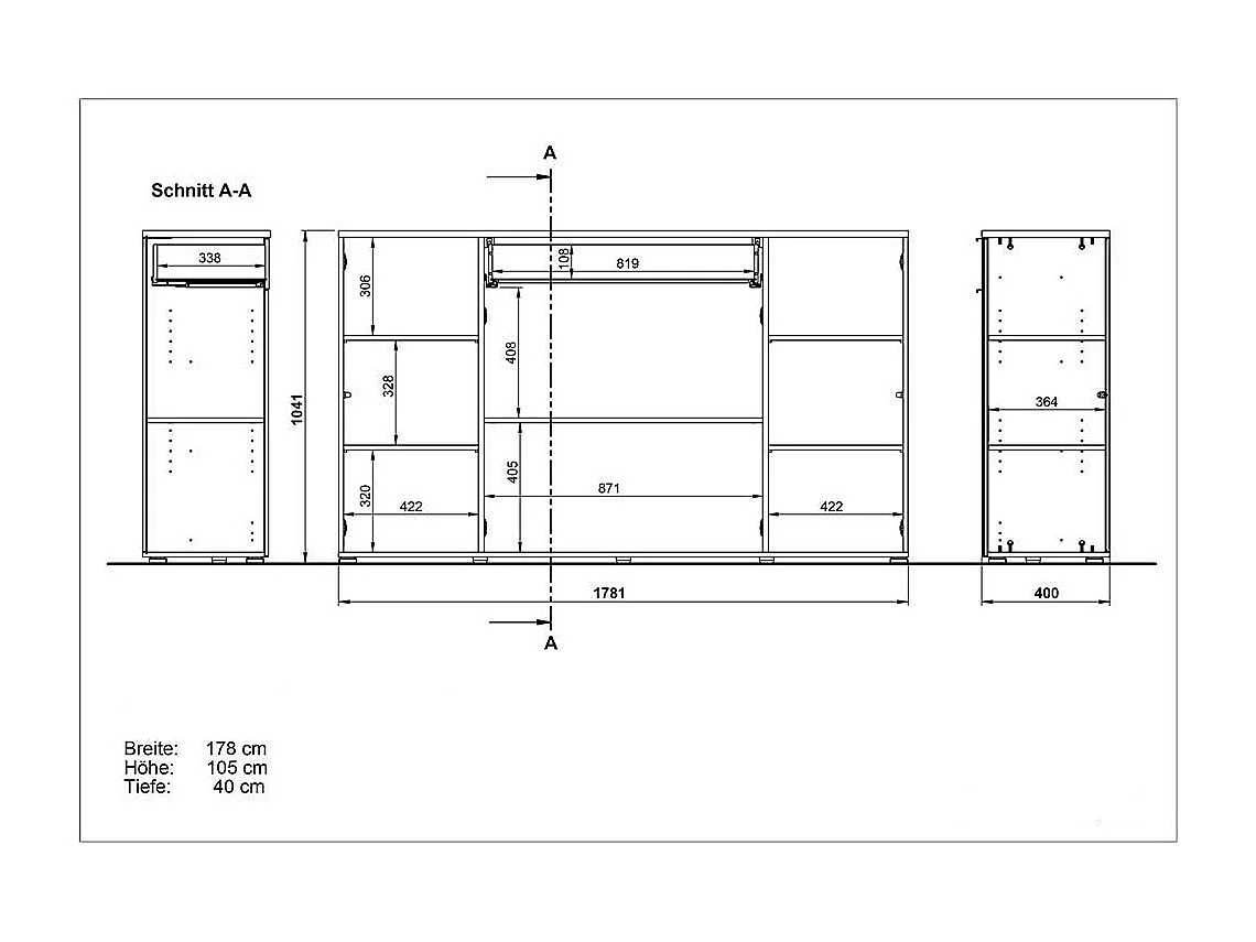Design Sideboard in Weiß Glas beschichtet Eiche Dekor