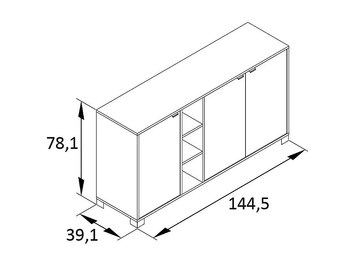 Esszimmerkommode in Eiche hell und Weiß modernem Design