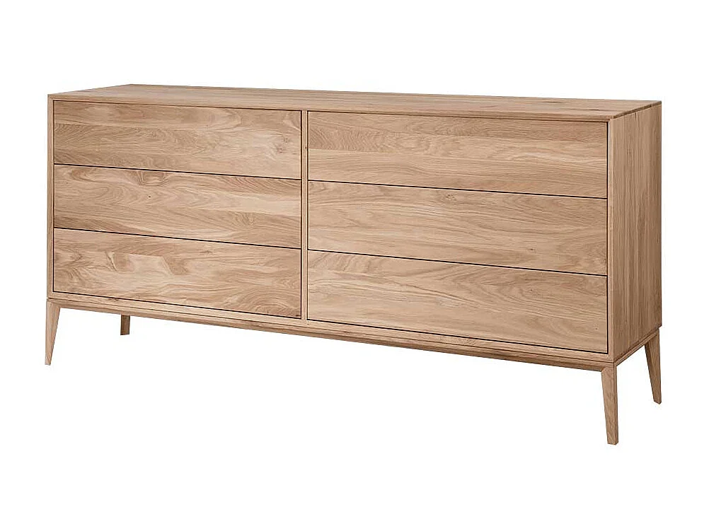 Sideboard mit Schubladen aus Wildeiche Massivholz Bianco geölt 178 cm breit