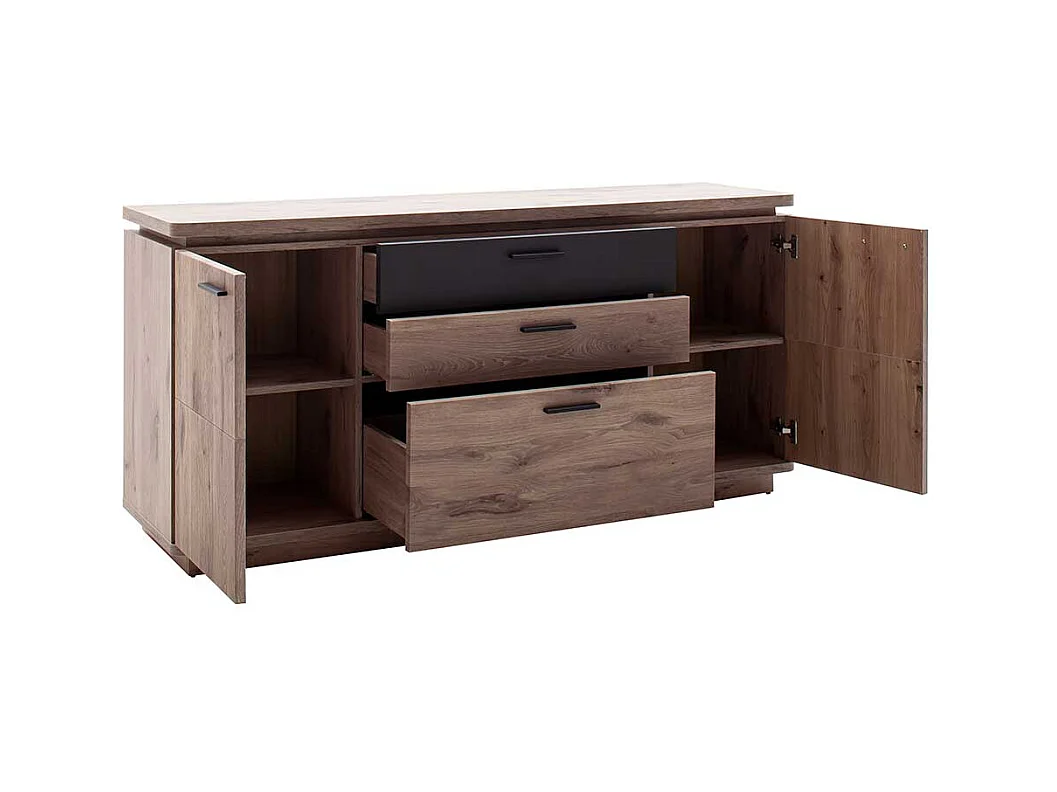 Esszimmersideboard in Wildeichefarben und Anthrazit 170 cm breit
