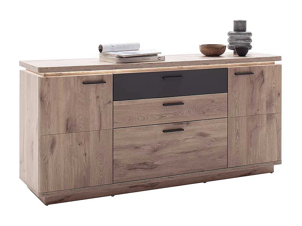Esszimmersideboard in Wildeichefarben und Anthrazit 170 cm breit