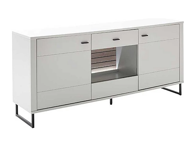 Sideboard mit Bügelgestell in Weiß und Holzoptik Wildeiche 189 cm breit