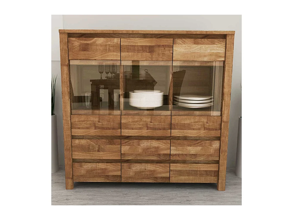 Sideboard aus Wildeiche Massivholz Glas