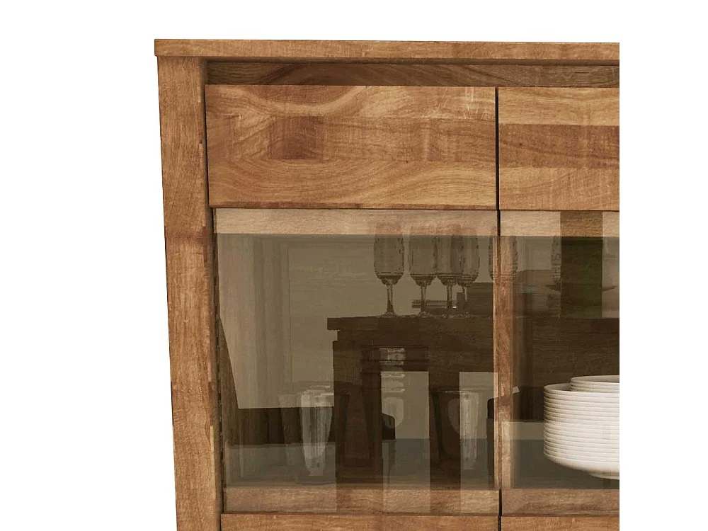Sideboard aus Wildeiche Massivholz Glas