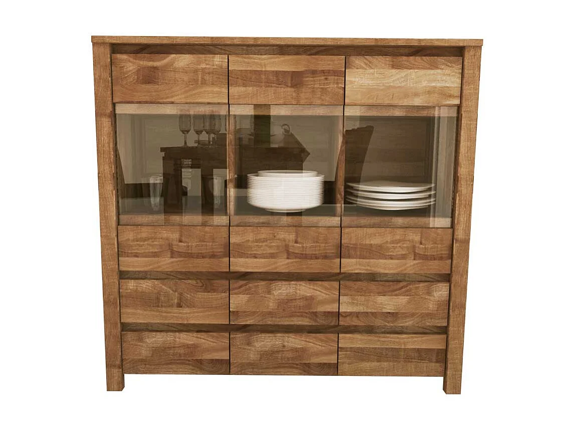 Sideboard aus Wildeiche Massivholz Glas
