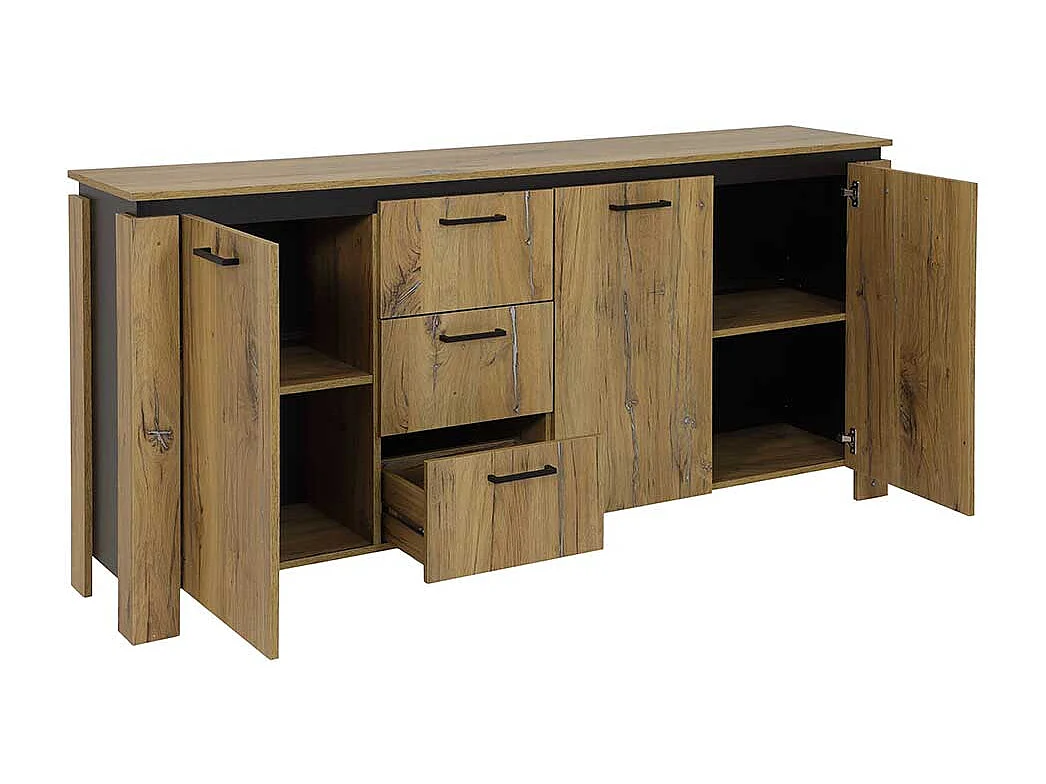 Modernes Esszimmersideboard in Zinneichefarben und Schwarz 180 cm breit