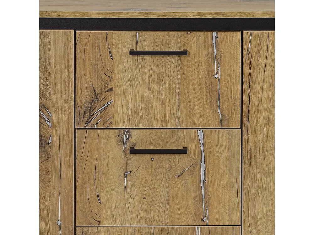 Modernes Esszimmersideboard in Zinneichefarben und Schwarz 180 cm breit