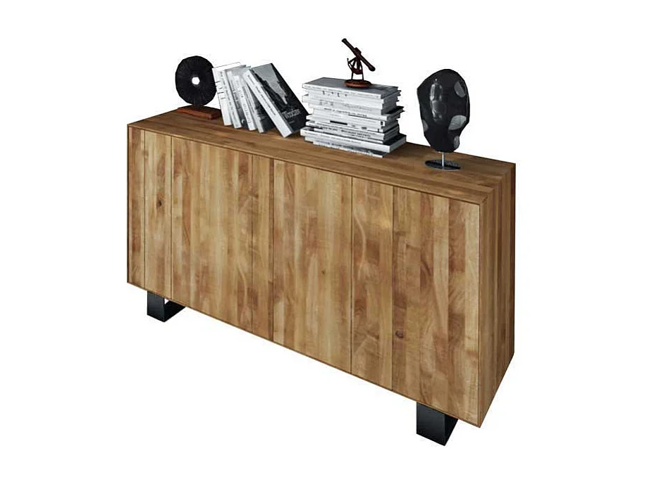 Wohnzimmer Sideboard aus Wildeiche Massivholz Stahl