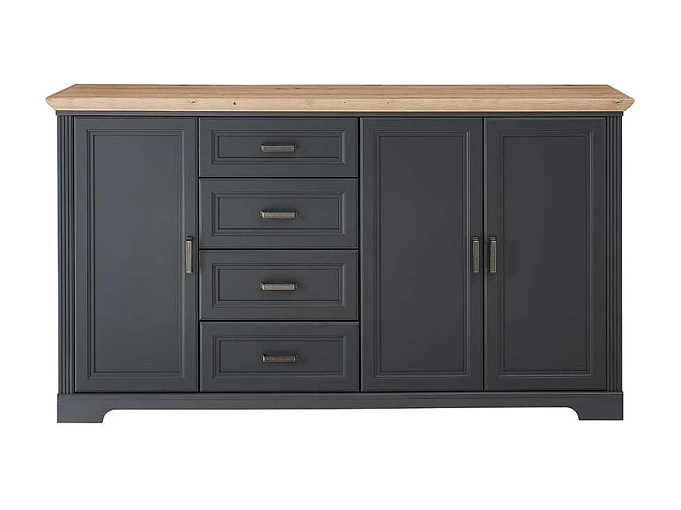 Esszimmer Sideboard in Dunkelgrau und Eichefarben Landhausstil