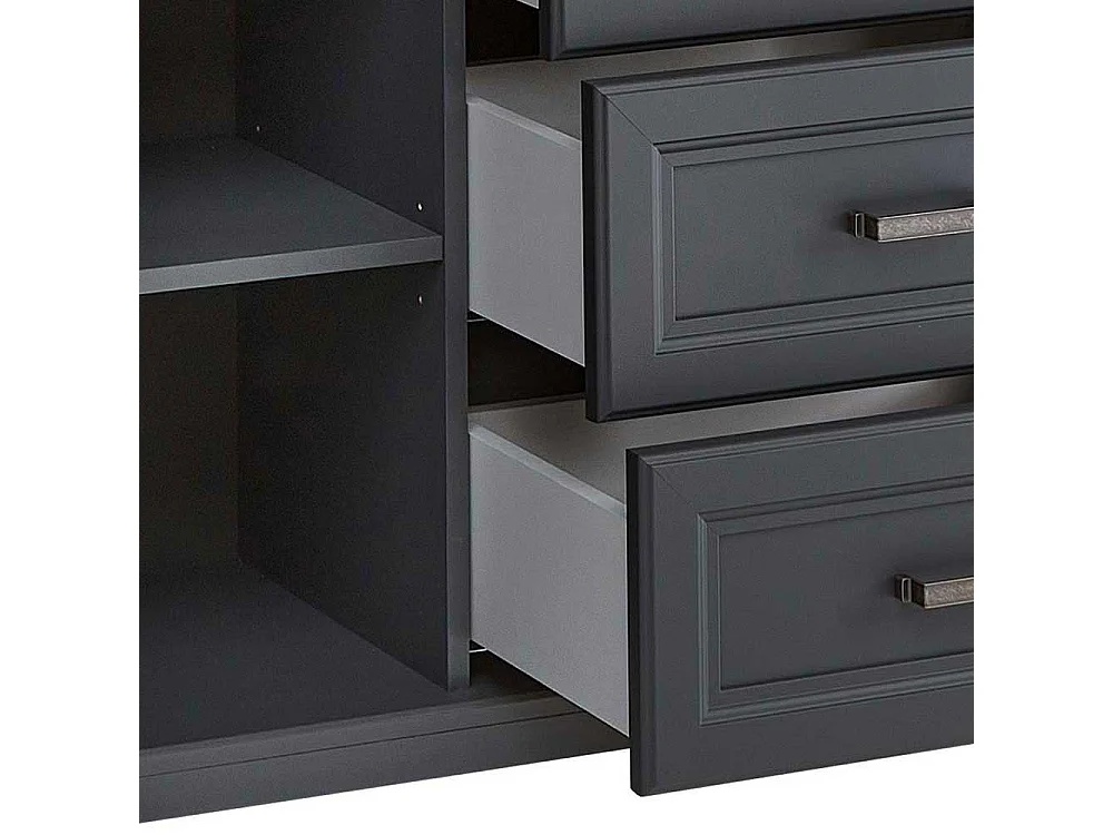 Esszimmer Sideboard in Dunkelgrau und Eichefarben Landhausstil