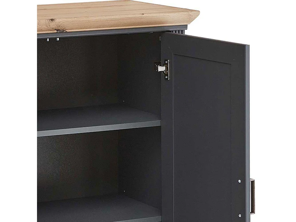 Esszimmer Sideboard in Dunkelgrau und Eichefarben Landhausstil