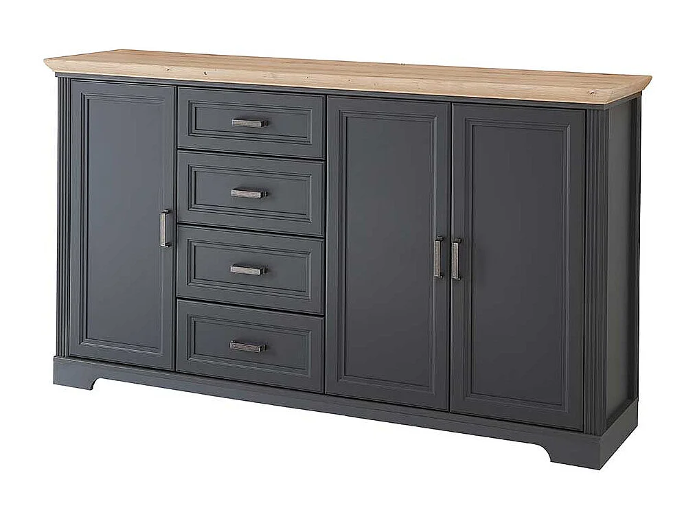 Esszimmer Sideboard in Dunkelgrau und Eichefarben Landhausstil