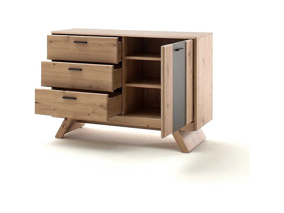 Wohnzimmerkommode in dunkel Grau und Eiche Optik 1-türig