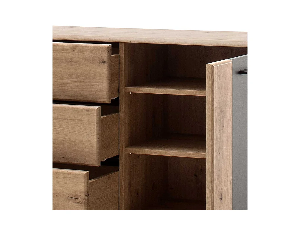 Wohnzimmerkommode in dunkel Grau und Eiche Optik 1-türig