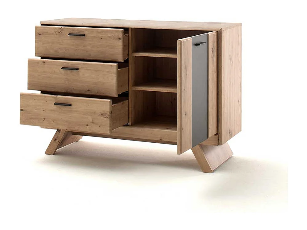 Wohnzimmerkommode in dunkel Grau und Eiche Optik 1-türig