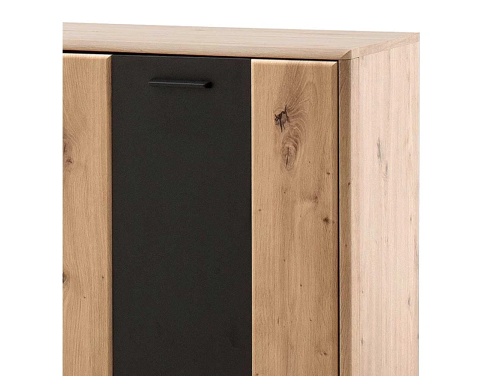 Wohnzimmerkommode in dunkel Grau und Eiche Optik 1-türig