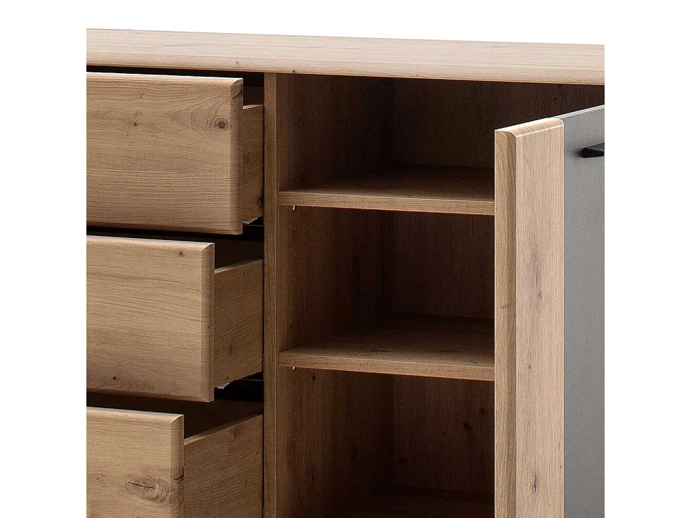 Wohnzimmerkommode in dunkel Grau und Eiche Optik 1-türig