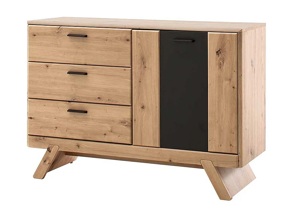 Wohnzimmerkommode in dunkel Grau und Eiche Optik 1-türig