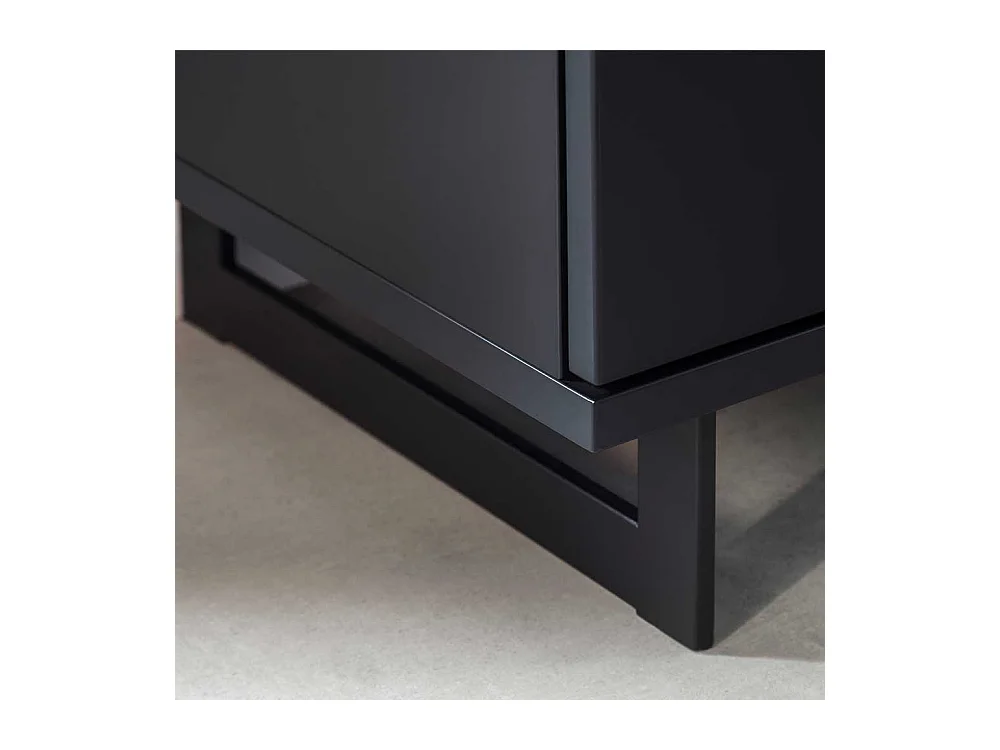 Hochwertiges Sidebord in Schwarzgrau und Wildeichefarben Bügelgestell aus Metall