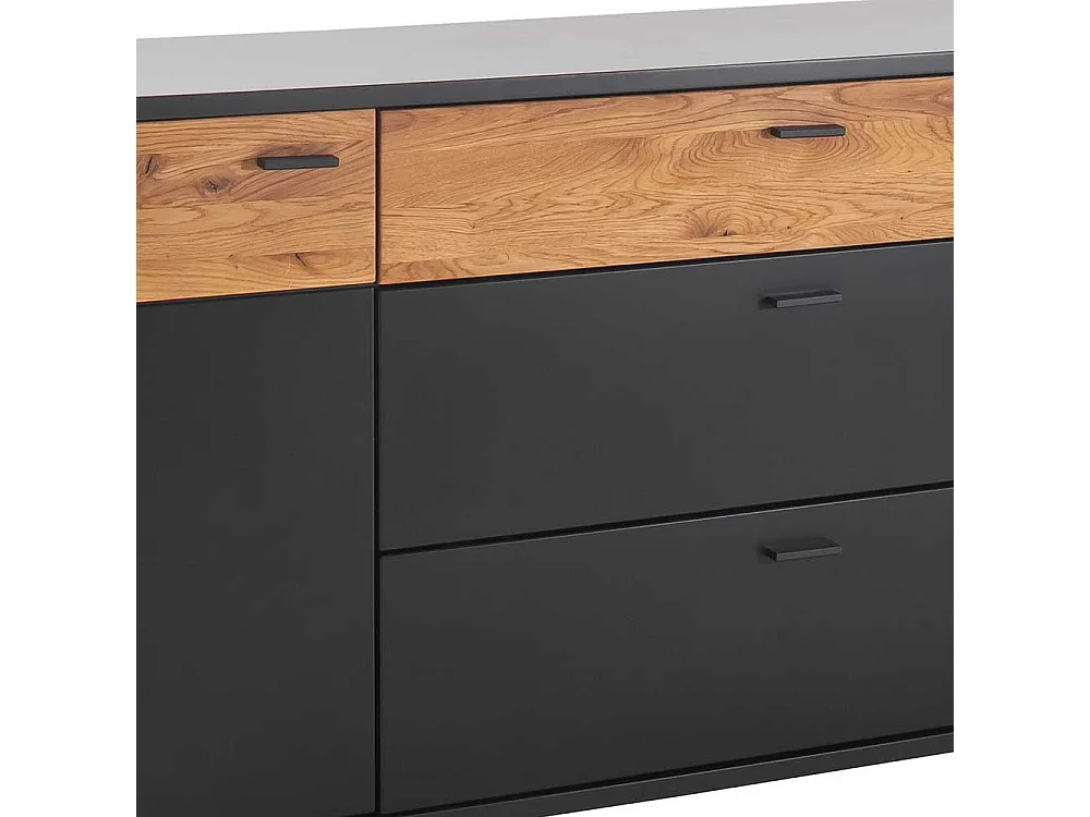 Hochwertiges Sidebord in Schwarzgrau und Wildeichefarben Bügelgestell aus Metall