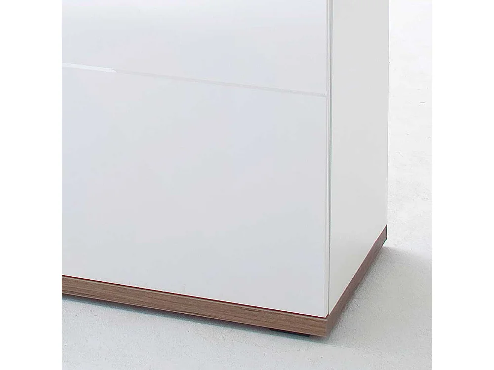 Sidebord Hochglanz in Weiß und Eiche Dekor 180 cm breit
