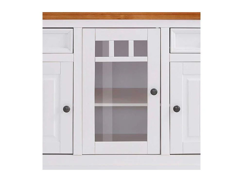 Sideboard Holzkommode im Landhausstil mit Glastür