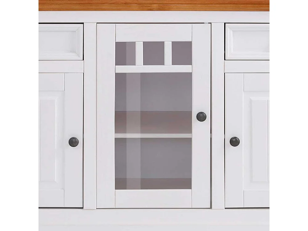 Sideboard Holzkommode im Landhausstil mit Glastür