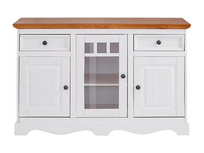 Sideboard Holzkommode im Landhausstil mit Glastür